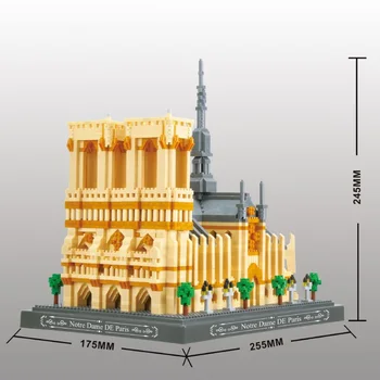 YZ Arhitectură Lume, Notre Dame De Paris Creative Model 3D Blocuri Kit Diamant DIY Cărămizi de Jucărie pentru Copii Cadouri pentru Copii