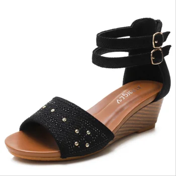 2021 Vara Noi de Moda Casual Ușor Simplu Doamna Boem Spate cu Fermoar sandale Confortabile, Doamnelor Sandale Pană XM072