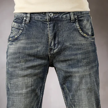 Barbati Blugi Albastru Subțire Porțiune Dreaptă de Primăvară Și de Toamnă Original Marca de Blugi de sex Masculin Pantaloni din Denim Streetwear Full Lungime Pantaloni