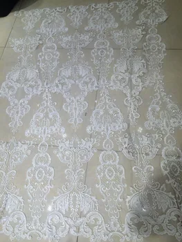 Unic Z-han696 franceză net tesatura dantelă broderie dantela tesatura cu paiete alb African Dantela Material pentru rochia de mireasa
