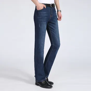 Blugi barbati 2020 Primăvara și Vara Noi Bărbați versiunea coreeană a Denim Micro Bell pantaloni Barbati Slim Stretch de culoare Albastru Închis Flare jeans