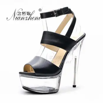 15cm Femeie Vară Platforma Stilet Sandale Negre Pol de Dans Rochie Modelul Gladiator Pantofi de 6 Inch Sexy Club de noapte Tocuri inalte
