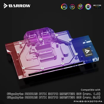 Barrow apă bloc acoperire completă folosi pentru GIGABYTE RTX AORUS 3070 MASTER 8G GPU card de Cupru Radiator 5V Header-RGB