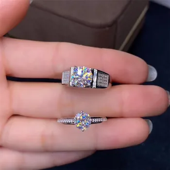Produs nou cuplu modele Moissan inel cu diamant 1-2 carate de-al doilea diamant pix cu GRA certificat D culoare