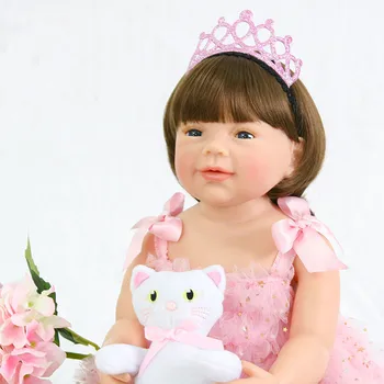 22 Inch Bebe Renăscut baby Doll Plin de Silicon Vinil renăscut fată păpuși Realiste Copil nou-născut Păpușă Jucărie Pentru Copii, Cadouri de Ziua