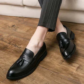 Versiunea trendy Brock franjuri trendy pantofi a subliniat deget de la picior pedala de barbati din piele pantofi Britanice low-cut hair-stylist barbati pantofi