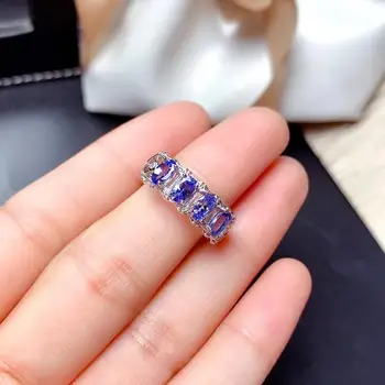 De lux lățime mare în Rândul Naturale albastru tanzanite bijuterie inel S925 argint naturale inel de piatră prețioasă fata de femei a partidului cadou bijuterii fine