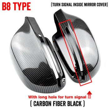 Carbon Arata negru înlocuire completă cu clipuri masina usa oglinzi laterale capace oglinda retrovizoare capac pentru Audi A4 A5 B8 A3 A6 C6 T3