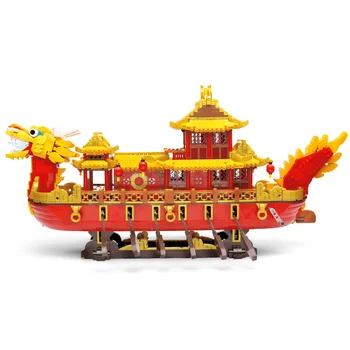 New Royal Dragon Corabia Cantoneză Barca de Navigatie XB25002 Blocuri Caramizi Chineză Stil Vechi Jucării pentru Copii Cadouri de Craciun