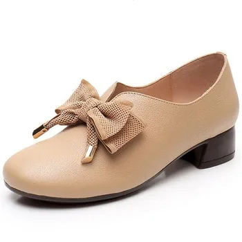 Cel mai bun de Vânzare 2021 Toamna Noua Moda pentru Femei Pantofi Dantelă Papion din Piele Pantofi cu Tocuri Groase Confortabil Pantofi Casual Pantofi pentru Femei