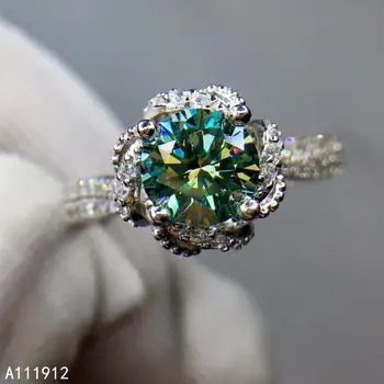 KJJEAXCMY bijuterii fine verde Mosang Diamond argint 925 noi femeile inel de sprijin test la modă fierbinte de vânzare