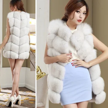 Noi imitație de blană vesta de blană de vulpe mediu-lung mantou pentru femei-coreean de blană de vulpe imitație de blană haină de blană unul