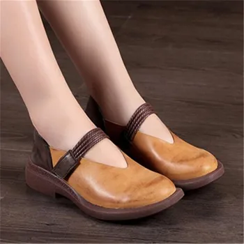Whensinger - 2020 Noi de Toamna pentru Femei Pantofi din Piele Culori Amestecate Cârlig & Bucla 7892 adidasi Casual pentru femei pantofi plat