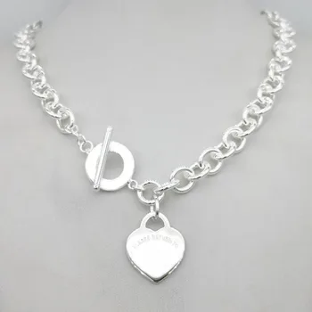 Argint 925 clasic de moda de argint etichetă de inima pandantiv doamnelor colier bijuterii cadou de vacanță