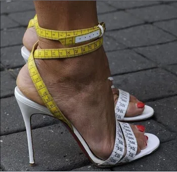 Abesire 2019 Nou Design Doamna Conducători De Imprimare Sstiletto Tocuri Înalte, Rochie Pista Incaltaminte Femei Sandale Sandale Glezna Curea Sandale