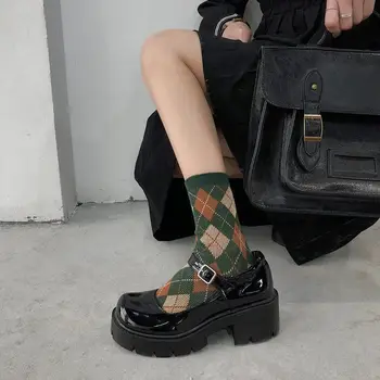 Tocuri platforma Mary Jane pentru Femei Pantofi Toc Gros Mic Pantofi din Piele Femaleshoes Rotund Toe Piele Gothic Lolita Gros
