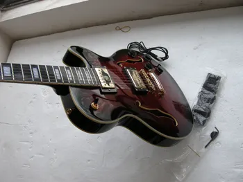 China chitara fabrica personalizat Nou corp gol, chitara Electrica, culoare roșie chitară Jazz hardware-ul de Aur transport gratuit 8yue9 335