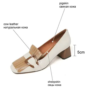 ALLBITEFO Dimensiune 34-40 Ciucuri Catarama Design Fashion Casual Moale din Piele Dulce Mediu, Pantofi cu Toc, Mocasini Femei, Pantofi cu Toc
