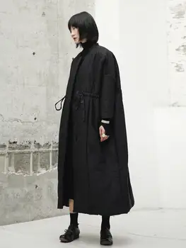 Owen bolnav Femei din Bumbac Parker Paltoane Jachete Stil Gotic Haine Șanț de Praf de Iarnă Femei Paltoane Jacheta Trench Negru