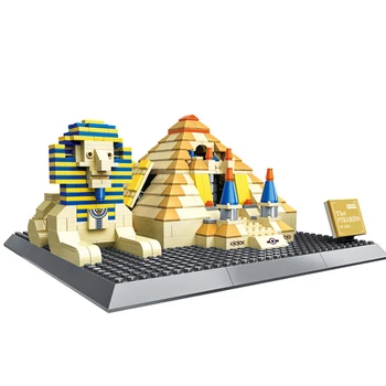 624pcs Lume Celebru Arhitectura Clasica piramidă Egipteană Sfinxul Modele de Blocuri de Constructii Seturi de Cărămidă Jucării pentru Copil, Cadou
