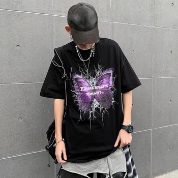 Femeie tricouri goth Harajuku topuri Fluture fulger imprimare Vrac Maneci Scurte anime kawaii tricou 2021 NOU plus dimensiunea îmbrăcăminte