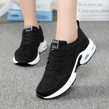 Femei Negru Adidasi Direct La Noi Versiunea coreeană De Zbor Țesut Pantofi Casual Respirabil Moale Pernă de Aer Studenți