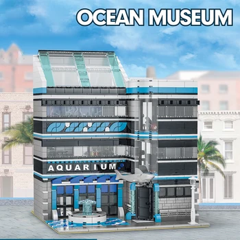 Noi MOC City Street View Seria Modern Ocean Muzeul Acvariu Model Cărămizi DIY Blocuri Arhitecturale Jucării pentru Copii Cadouri