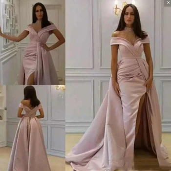 Roz rochii de bal 2020 detasabila fusta o linie laterală fantă etaj lungime rochii de seara, rochii de vestidos de fiesta