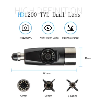 IP68 rezistent la apa 42mm Endoscop cu Camera HD 7inch Dual Lens Inspecție Țeavă Sistem de aparat de Fotografiat Cu LED-uri 12buc Lumini 20m Cablu