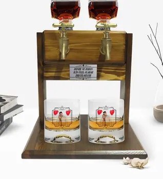 Personalizate Imprimate Colorate Este Foto Dual Whisky Ceașcă și Atingeți de două ori din Lemn Natural Whisky Standı-31