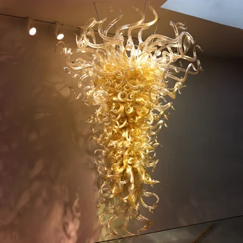 Mână-suflate de Sticlă de Cristal Candelabru de Aur W80xH150CM CONDUS de Artă Pandantiv Lumina Interioară Luciu Hotel Hall/Salonul de Decor