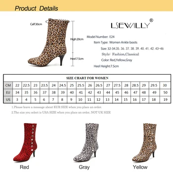 Lsewilly 2018 Noi Turma Femei din Piele Glezna Cizme pentru femei cizme pentru femei de sex feminin Tocuri inalte Sexy Leopard pentru Femei Pantofi pentru femeie Cizme de Iarna E24