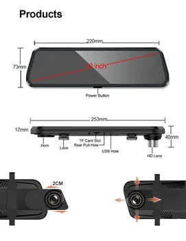 Full HD 1080P Dvr Auto Camera Auto 10 Inch Oglinda Retrovizoare Bord Digital Video Recorder Dual Lens Registratory Video