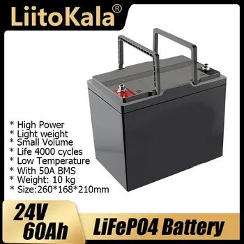 LiitoKala 24V 50Ah 60Ah Lifepo4 baterie litiu cu 100A BMS pentru invertor solar panel scuter de rezervă de putere barca de lumină