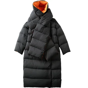Iarna Femei negru portocaliu de moda gros în Jos Jacheta Alb Rață Jos Jachete cu Maneci Lungi Strat Cald Hanorac Femei Portabil Uza