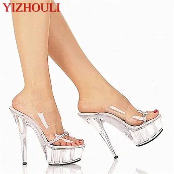 15cm Nou sexy Femei Sandale Stras arc Decorat Doamnelor Sandale Femei papuci Pantofi de Moda