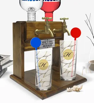 Personalizate Imprimate Colorate Capul Scrisoare Numele de Design Dual Vodka Cup și Atingeți de două ori din Lemn Natural Vodca Standı-3